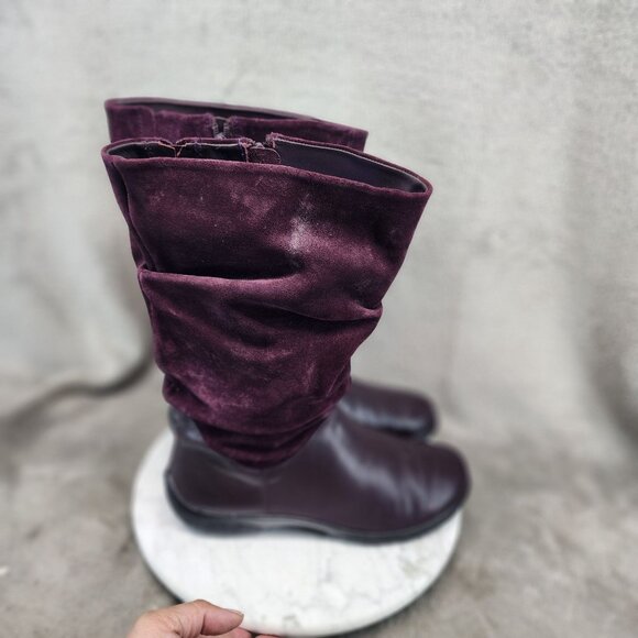 Hotter Shoes Womens Size 8.5 Mystery Purple Suede Zip Mid-Calf Boots *GUC* - Picture 5 of 16